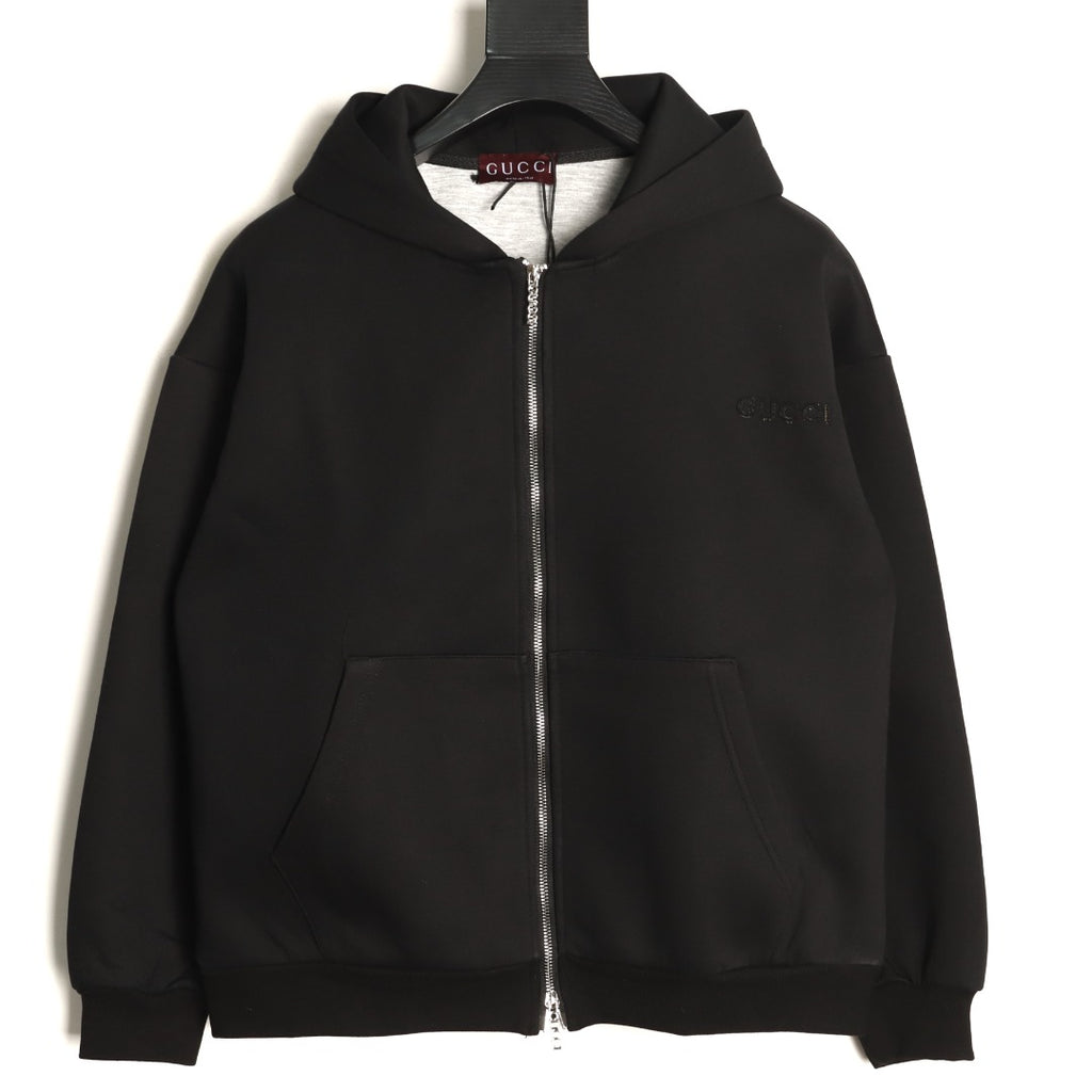 Gucci Small Logo Oversized Black Zip-Up Hoodie