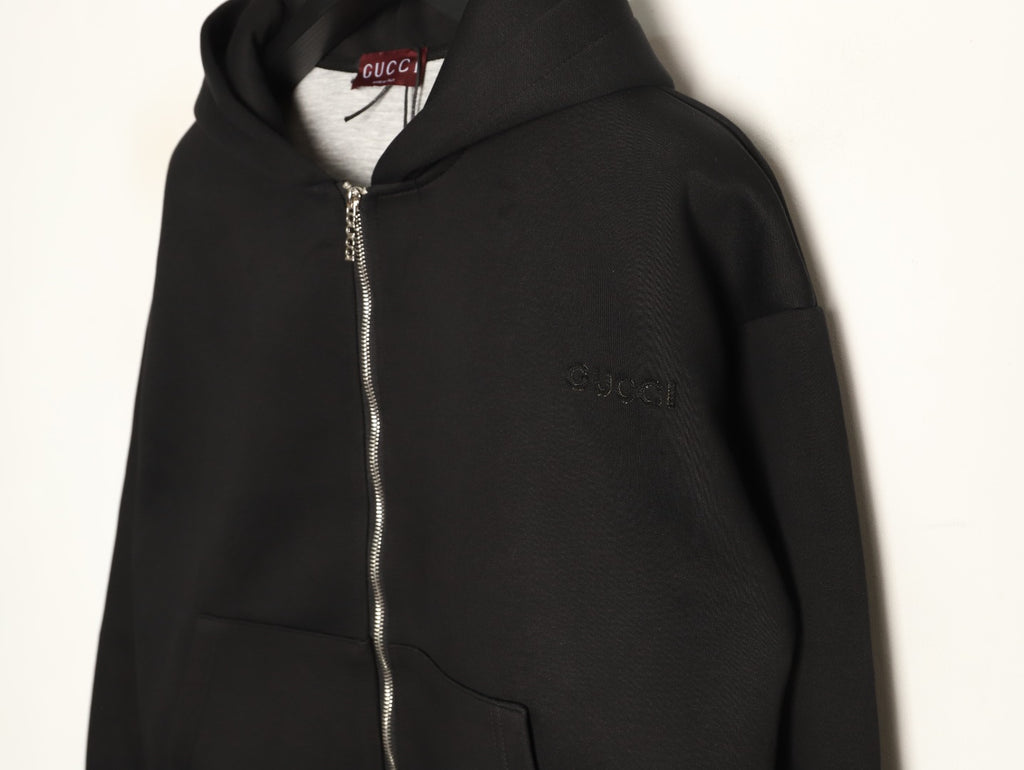 Gucci Small Logo Oversized Black Zip-Up Hoodie