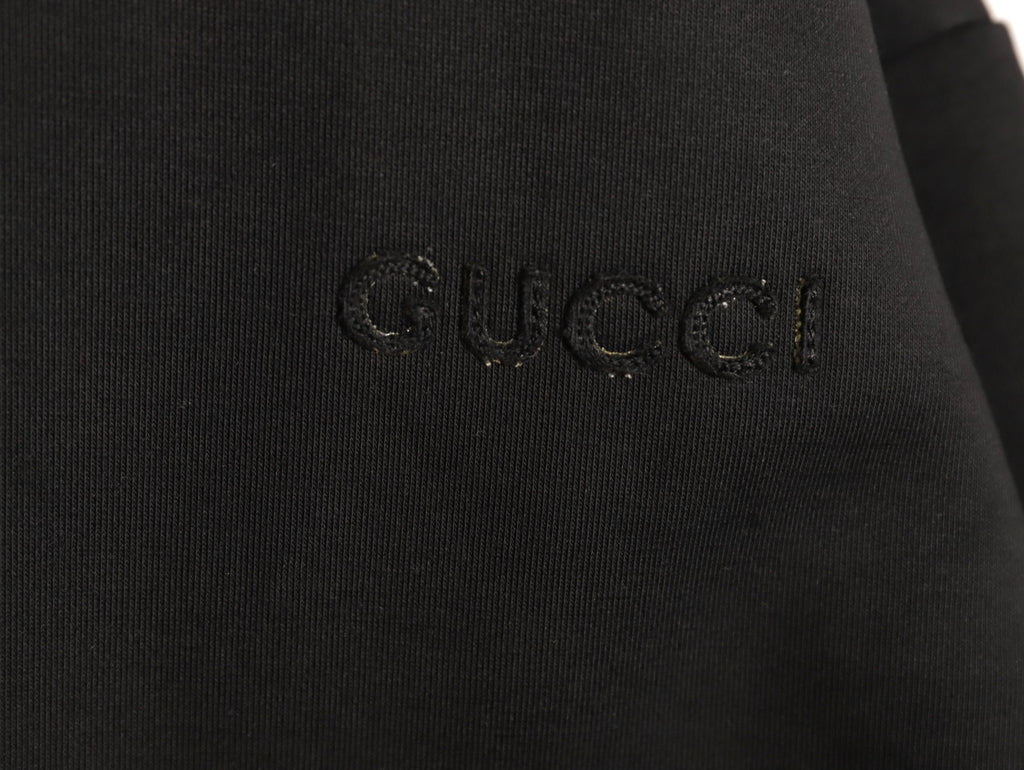 Gucci Small Logo Oversized Black Zip-Up Hoodie
