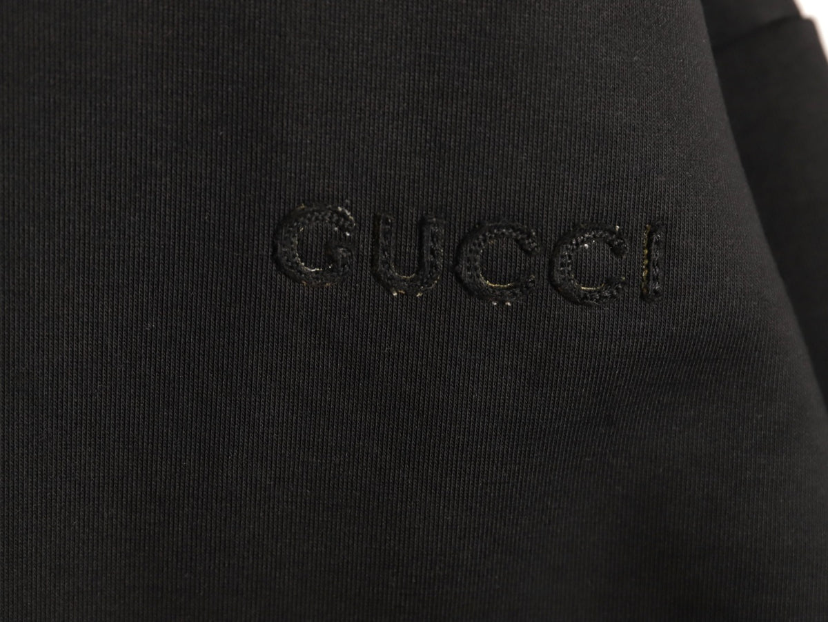 Gucci Small Logo Oversized Black Zip-Up Hoodie