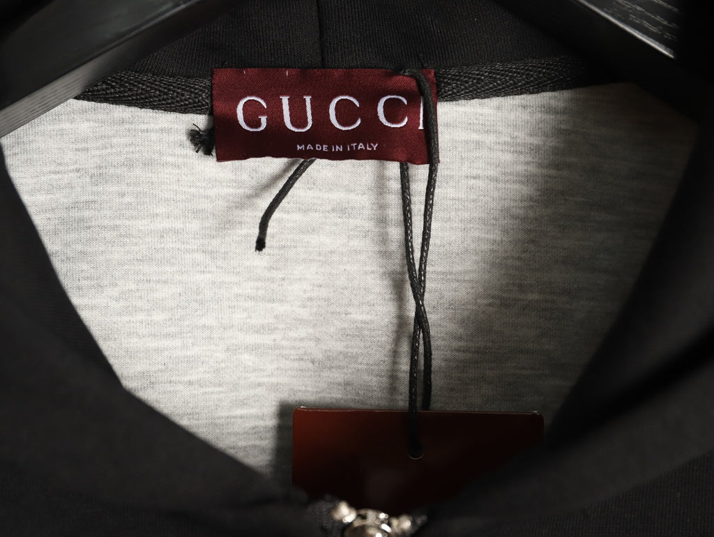 Gucci Small Logo Oversized Black Zip-Up Hoodie