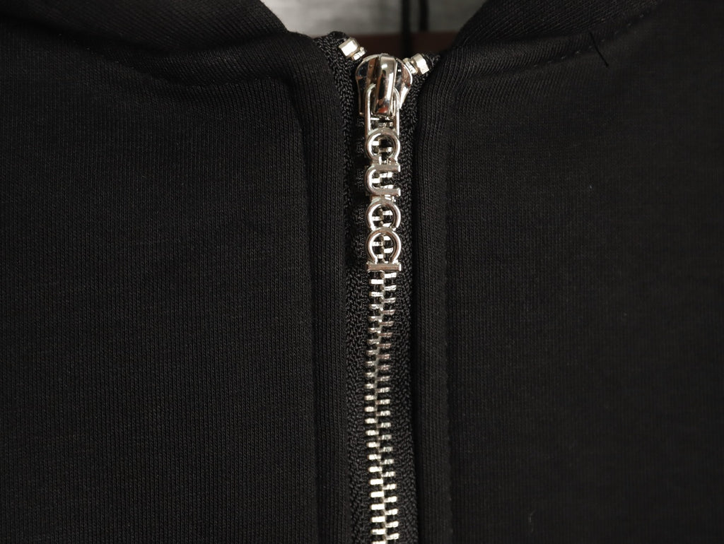 Gucci Small Logo Oversized Black Zip-Up Hoodie