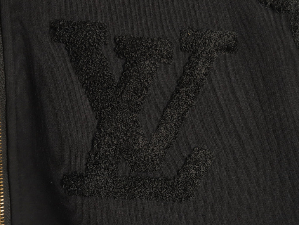 Louis Vuitton LV Tonal Terry Monogram Black Zip-Up Hoodie