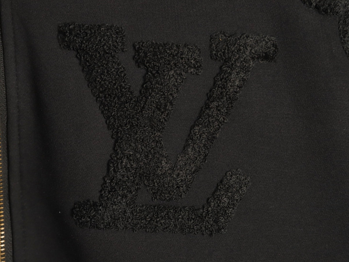 Louis Vuitton LV Tonal Terry Monogram Black Zip-Up Hoodie