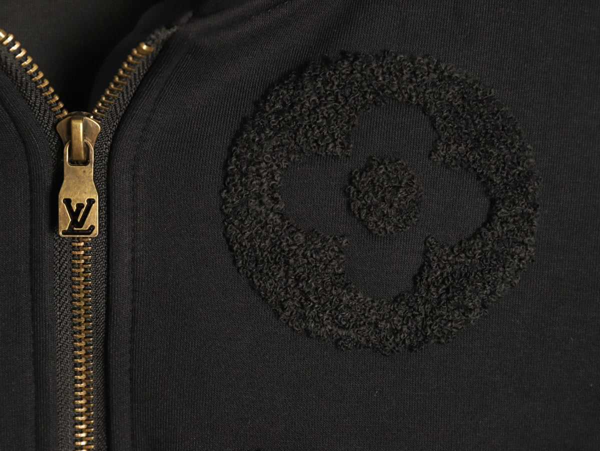 Louis Vuitton LV Tonal Terry Monogram Black Zip-Up Hoodie