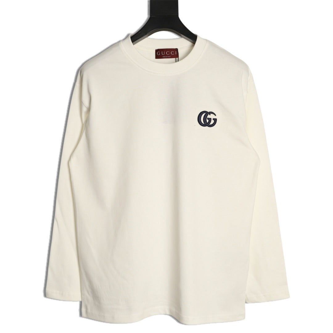 Gucci Interlocking G Embroidered Ivory Long-Sleeve Shirt