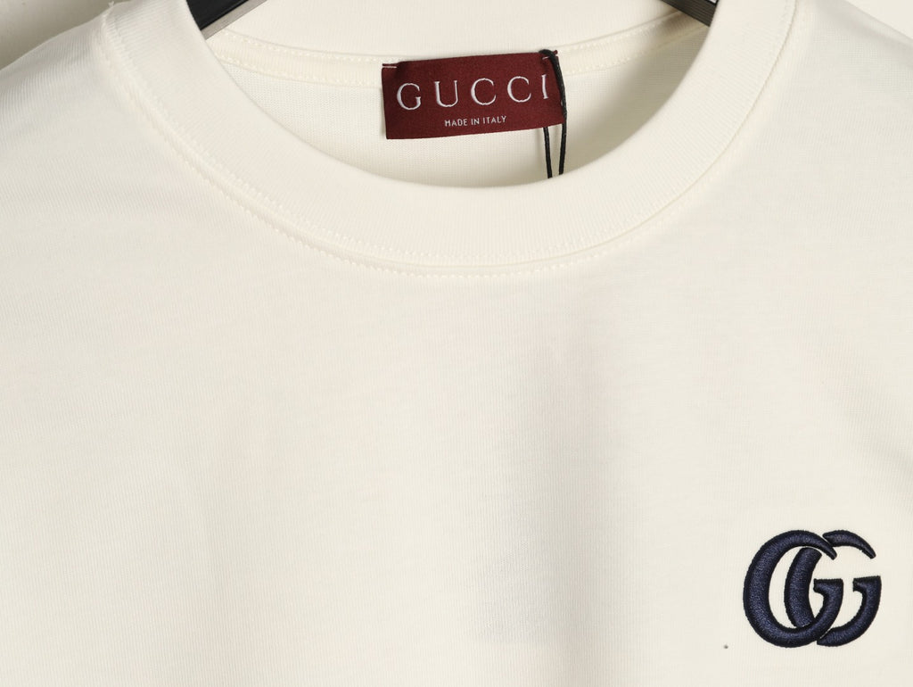 Gucci Interlocking G Embroidered Ivory Long-Sleeve Shirt