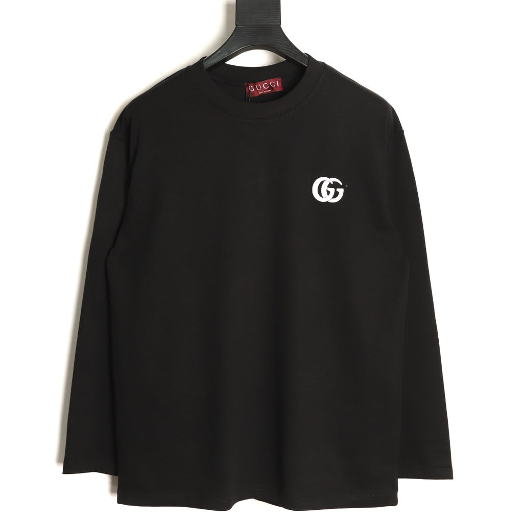 Gucci Interlocking G Embroidered Black Long-Sleeve Shirt