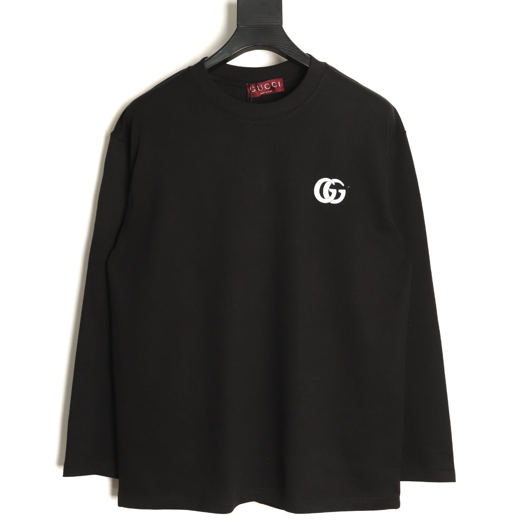 Gucci Interlocking G Embroidered Black Long-Sleeve Shirt