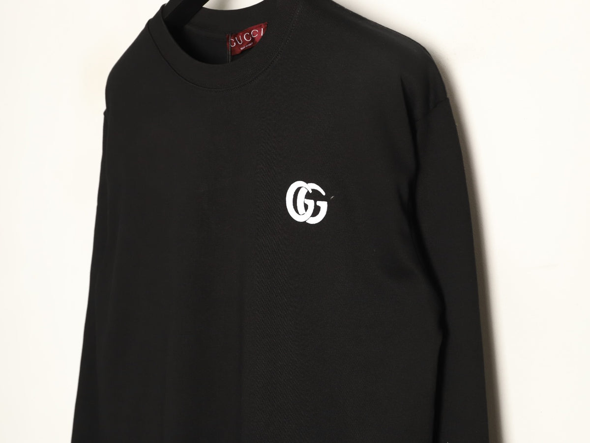 Gucci Interlocking G Embroidered Black Long-Sleeve Shirt
