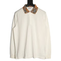 Burberry 26SS Check-Collar Ivory Long-Sleeve Polo Shirt