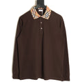 Burberry 26SS Check-Collar Dark Brown Long-Sleeve Polo Shirt