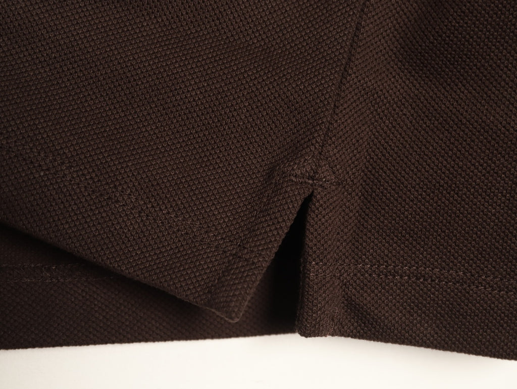 Burberry 26SS Check-Collar Dark Brown Long-Sleeve Polo Shirt