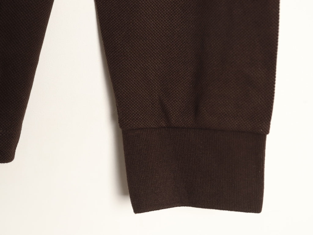 Burberry 26SS Check-Collar Dark Brown Long-Sleeve Polo Shirt