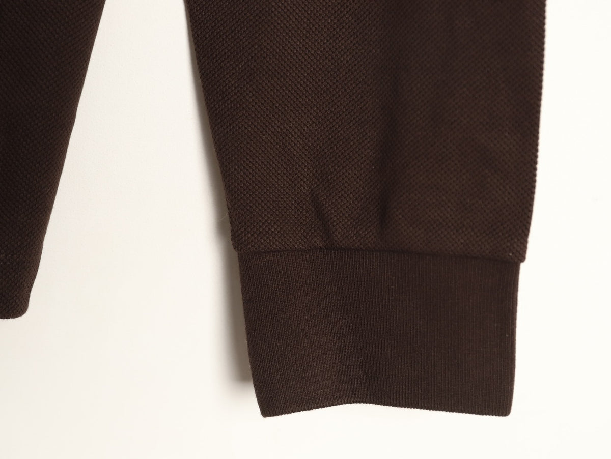 Burberry 26SS Check-Collar Dark Brown Long-Sleeve Polo Shirt