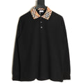 Burberry 26SS Check-Collar Black Long-Sleeve Polo Shirt