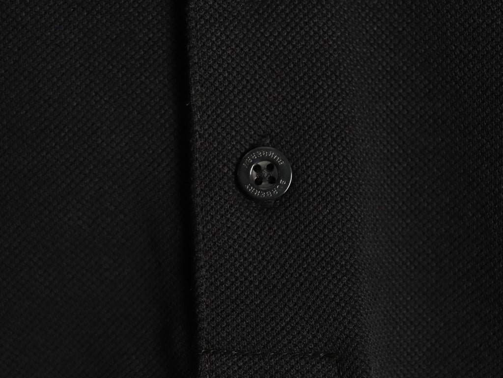 Burberry 26SS Check-Collar Black Long-Sleeve Polo Shirt