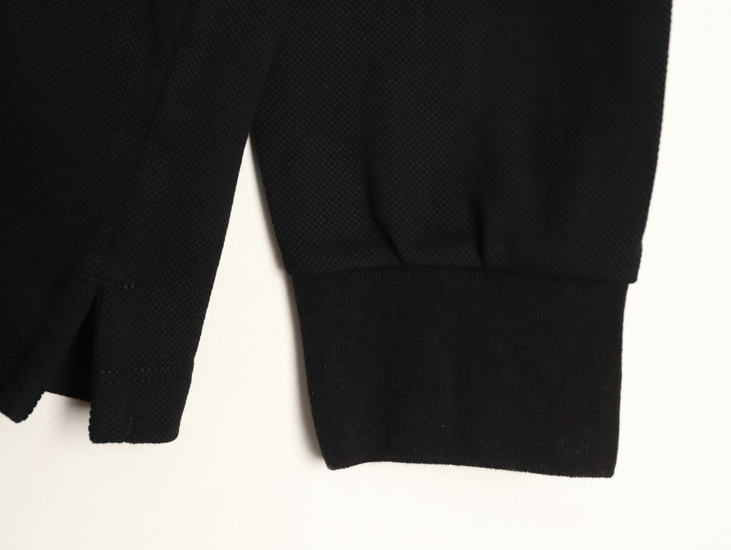 Burberry 26SS Check-Collar Black Long-Sleeve Polo Shirt