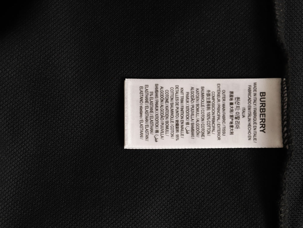Burberry 26SS Check-Collar Black Long-Sleeve Polo Shirt