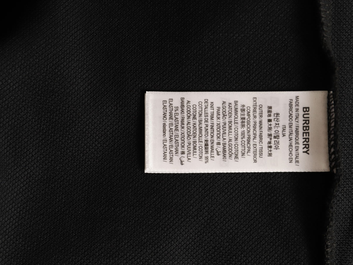 Burberry 26SS Check-Collar Black Long-Sleeve Polo Shirt