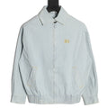 Miu Miu MM Pinstripe Zip-Up Denim Jacket