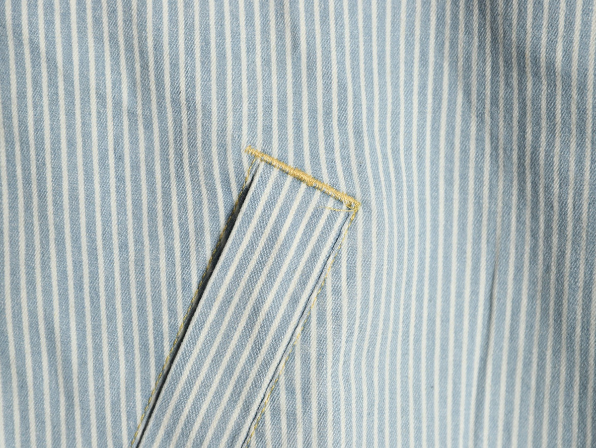 Miu Miu MM Pinstripe Zip-Up Denim Jacket