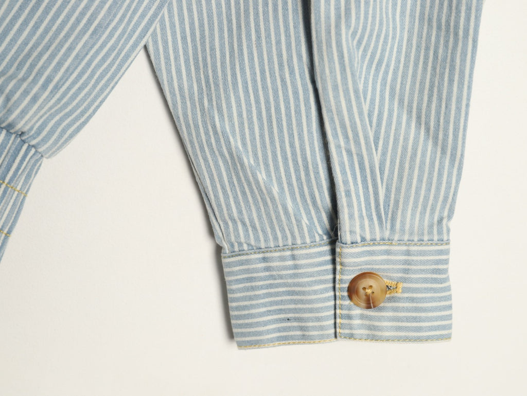 Miu Miu MM Pinstripe Zip-Up Denim Jacket