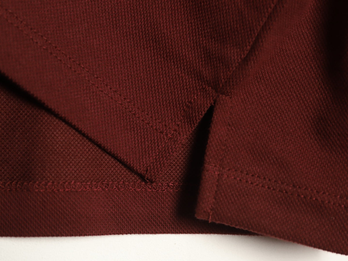 Miu Miu Logo Contrast-Collar Burgundy Long-Sleeve Polo Shirt