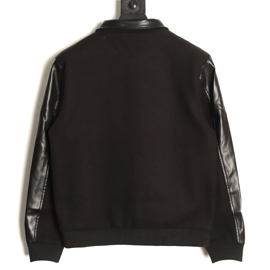 Prada Logo-Patch Pocket Black Varsity Jacket