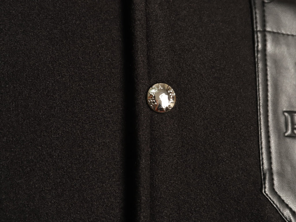 Prada Logo-Patch Pocket Black Varsity Jacket