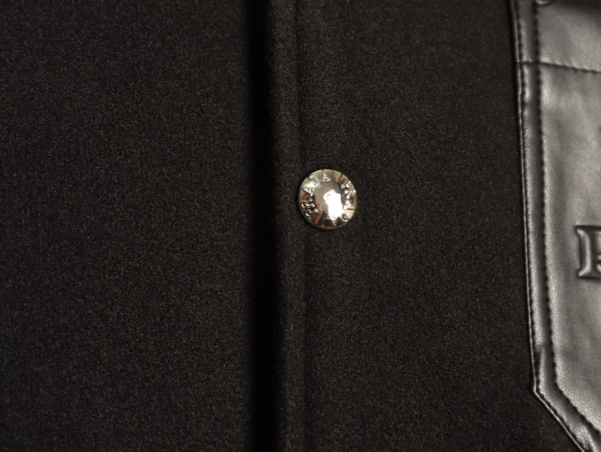 Prada Logo-Patch Pocket Black Varsity Jacket