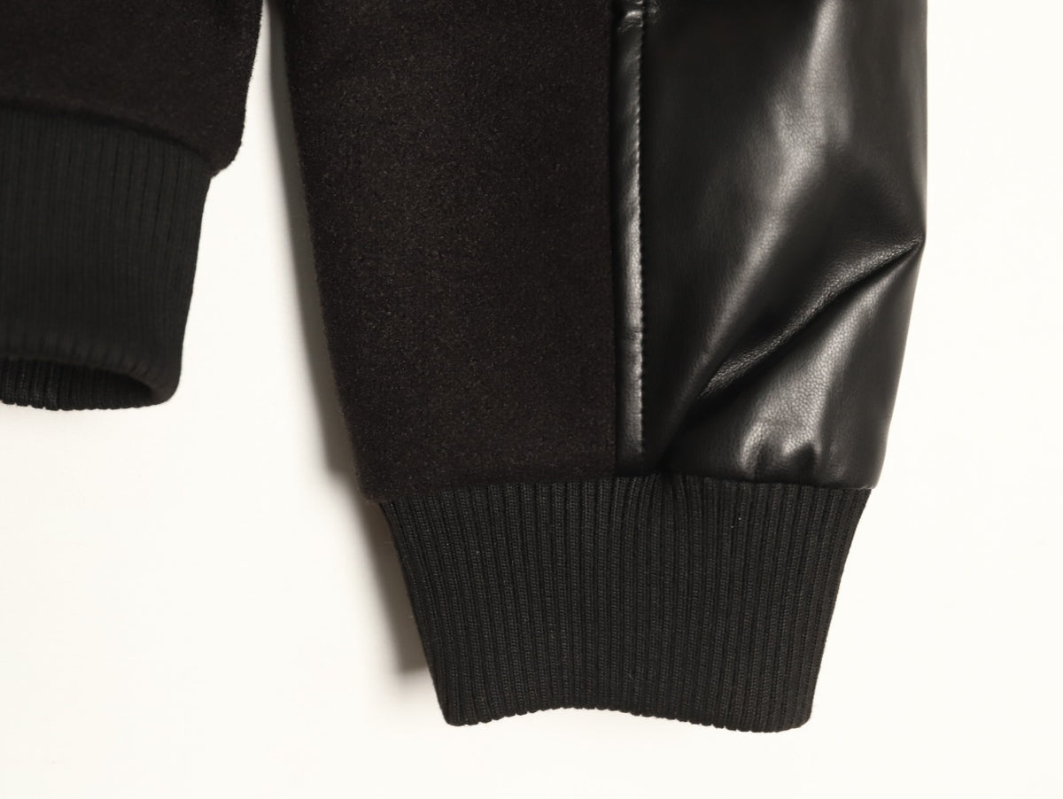 Prada Logo-Patch Pocket Black Varsity Jacket