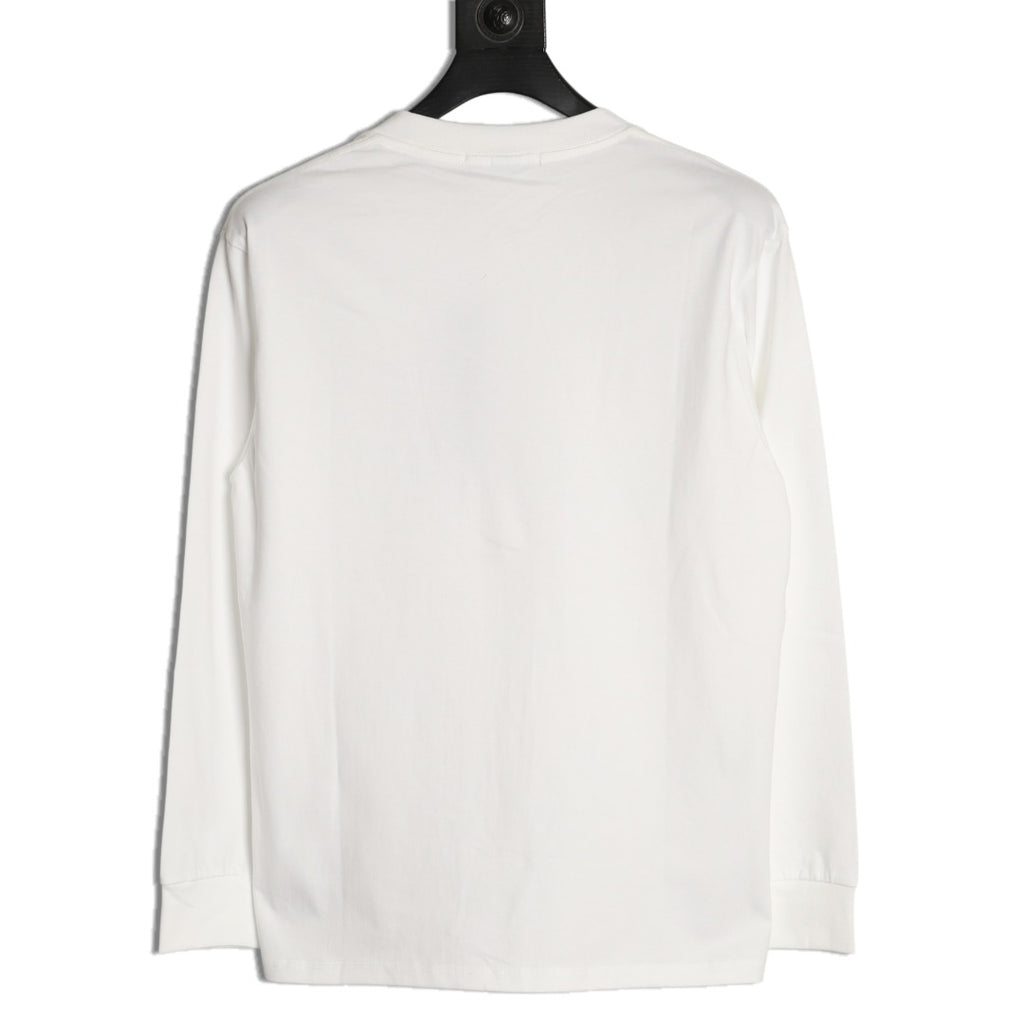 Stone Island Compass Logo-Patch White Long-Sleeve T-Shirt