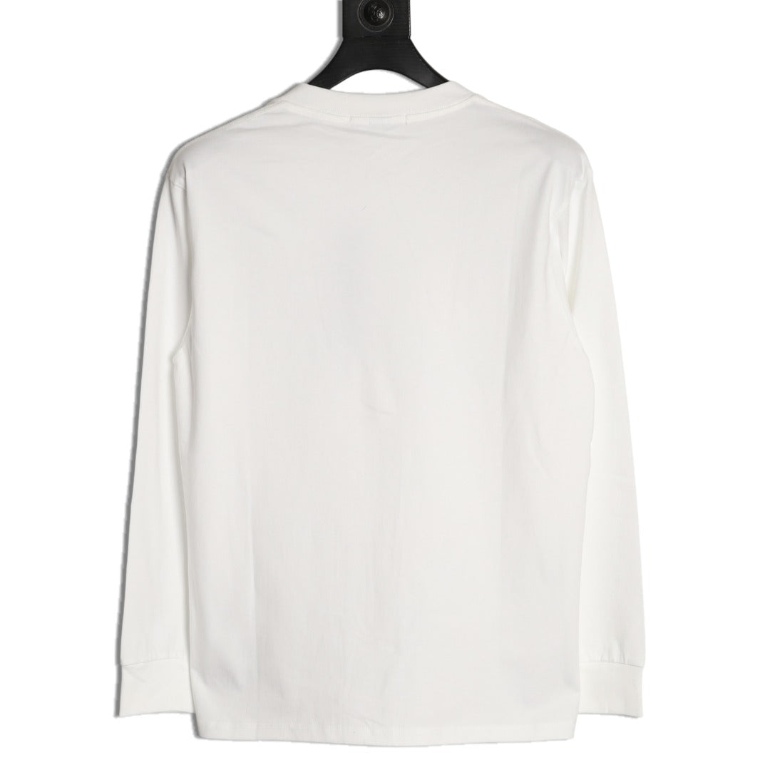 Stone Island Compass Logo-Patch White Long-Sleeve T-Shirt