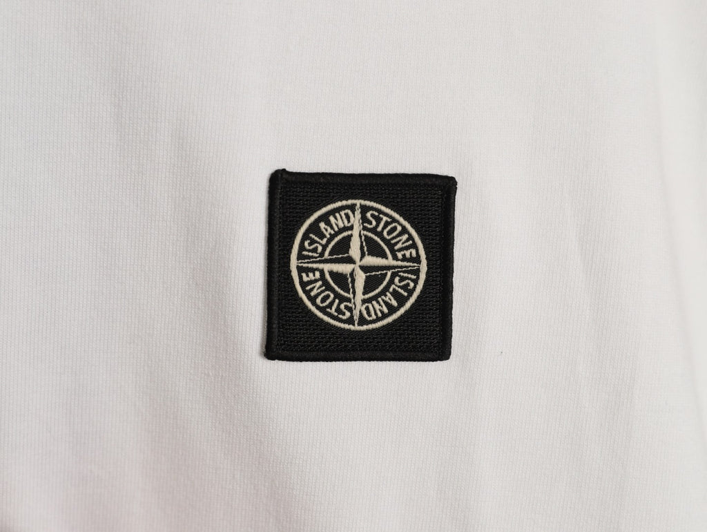 Stone Island Compass Logo-Patch White Long-Sleeve T-Shirt