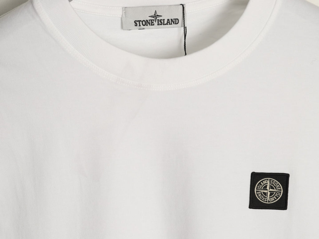 Stone Island Compass Logo-Patch White Long-Sleeve T-Shirt