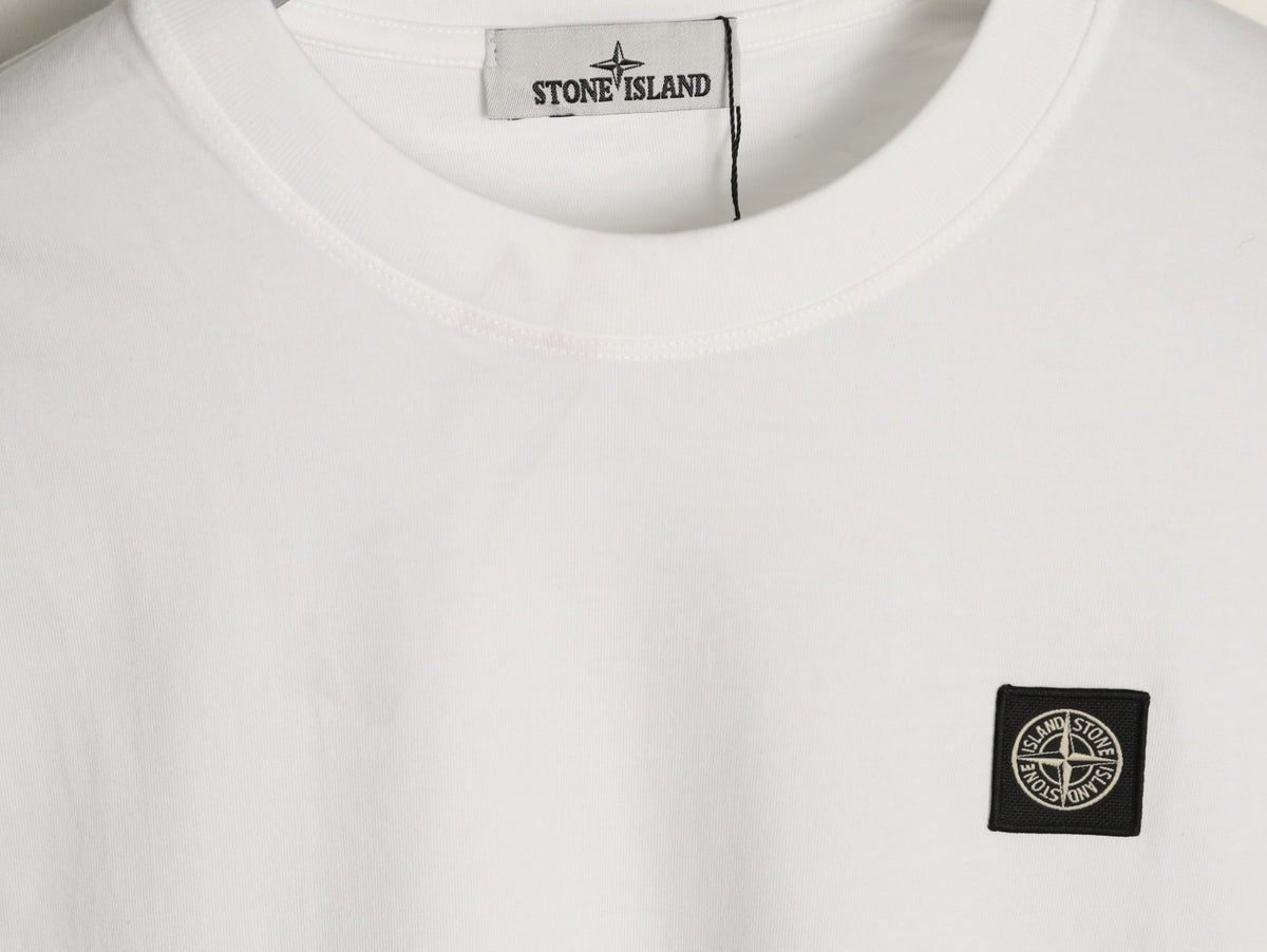 Stone Island Compass Logo-Patch White Long-Sleeve T-Shirt