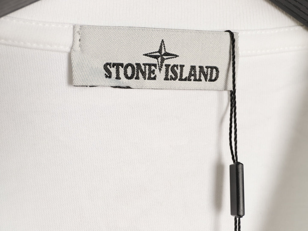 Stone Island Compass Logo-Patch White Long-Sleeve T-Shirt