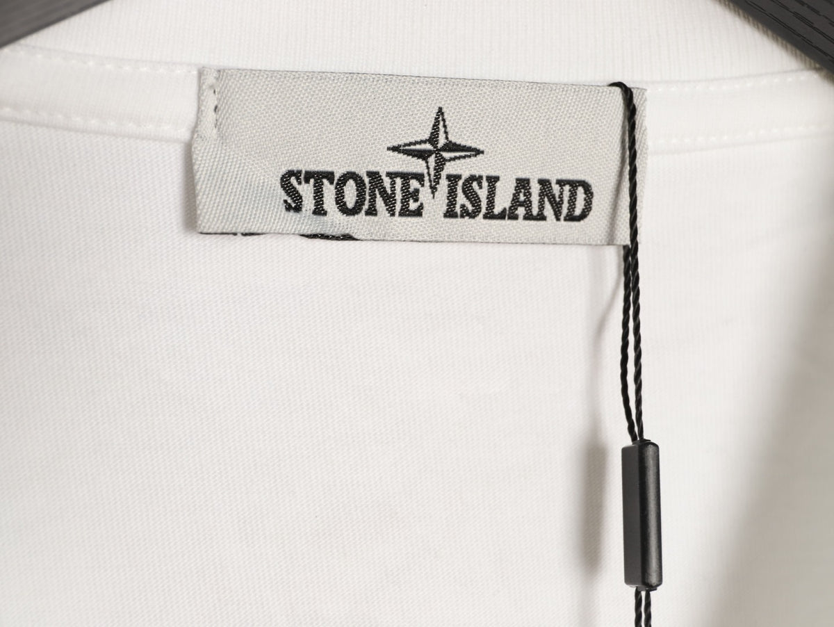 Stone Island Compass Logo-Patch White Long-Sleeve T-Shirt