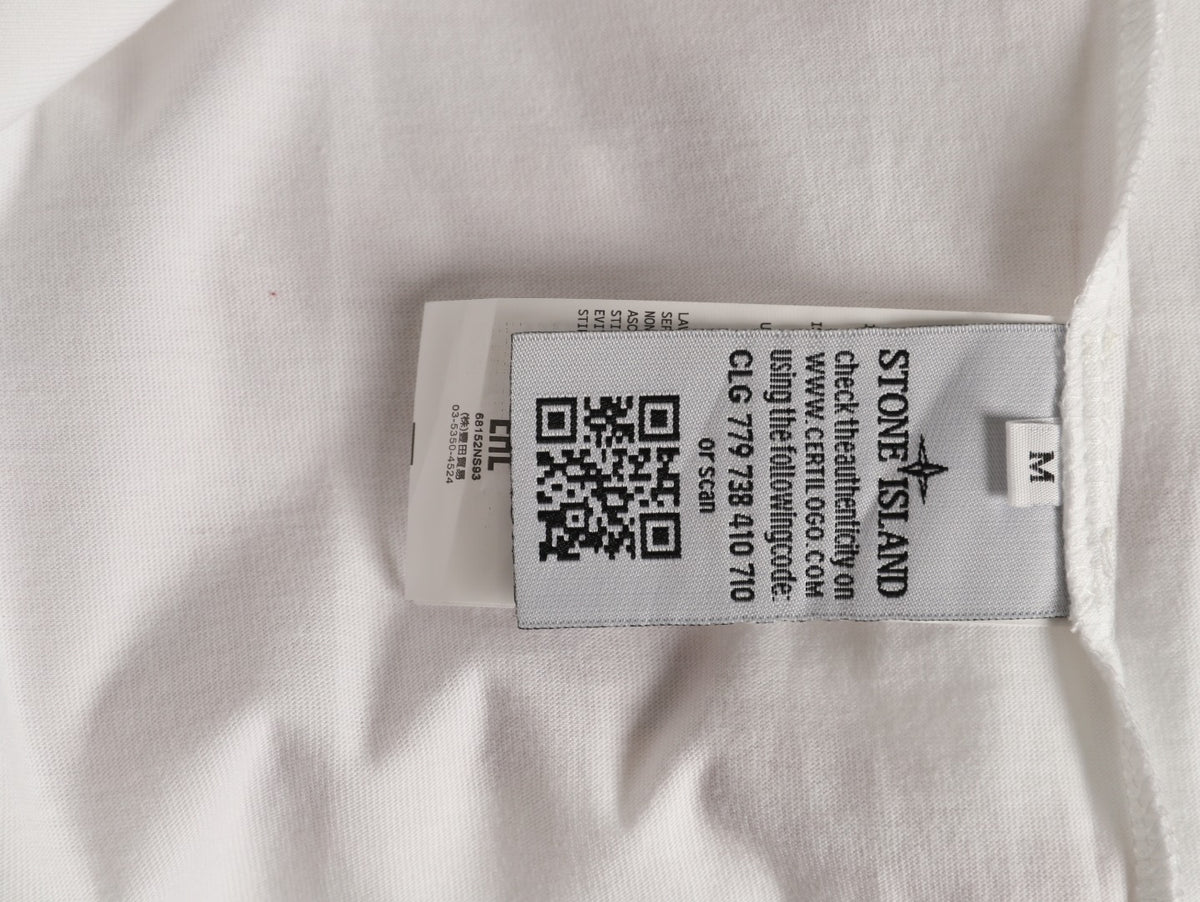 Stone Island Compass Logo-Patch White Long-Sleeve T-Shirt