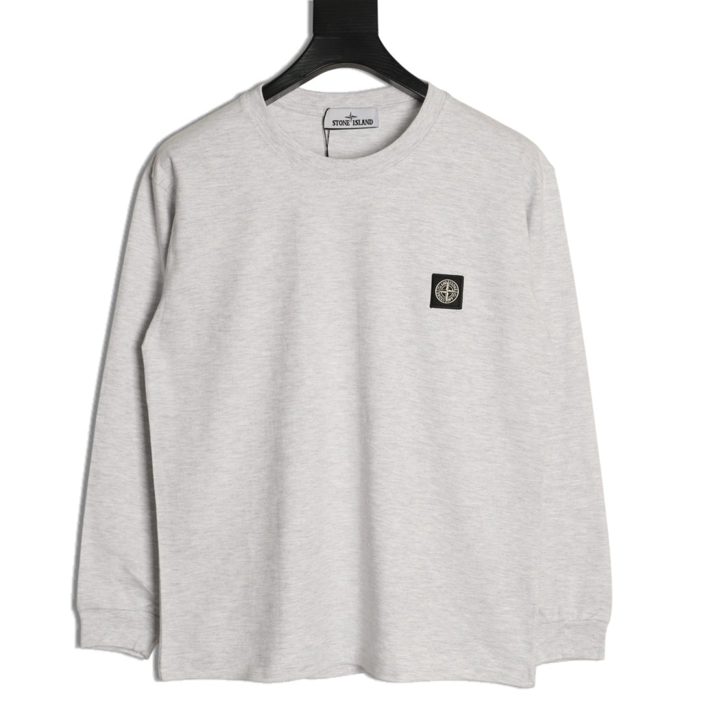 Stone Island Compass Logo-Patch Light Gray Long-Sleeve T-Shirt