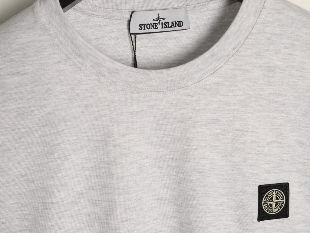Stone Island Compass Logo-Patch Light Gray Long-Sleeve T-Shirt