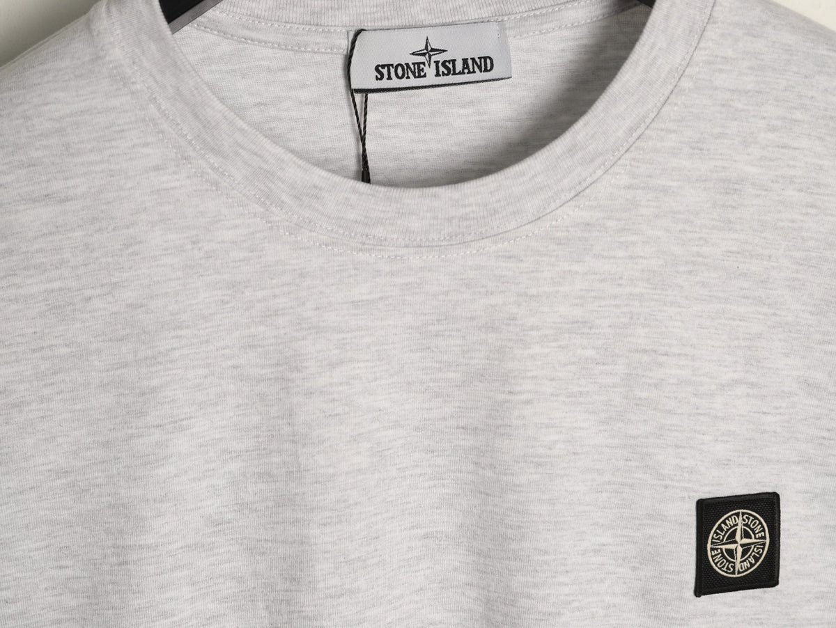 Stone Island Compass Logo-Patch Light Gray Long-Sleeve T-Shirt