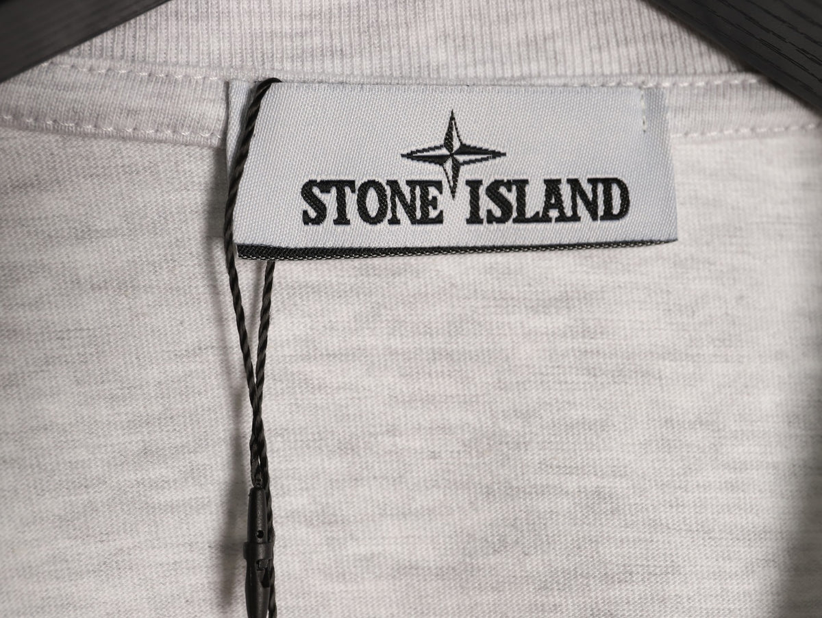 Stone Island Compass Logo-Patch Light Gray Long-Sleeve T-Shirt