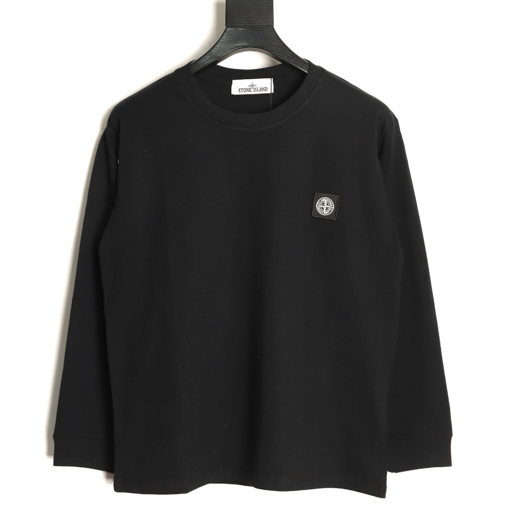 Stone Island Compass Logo-Patch Black Long-Sleeve T-Shirt
