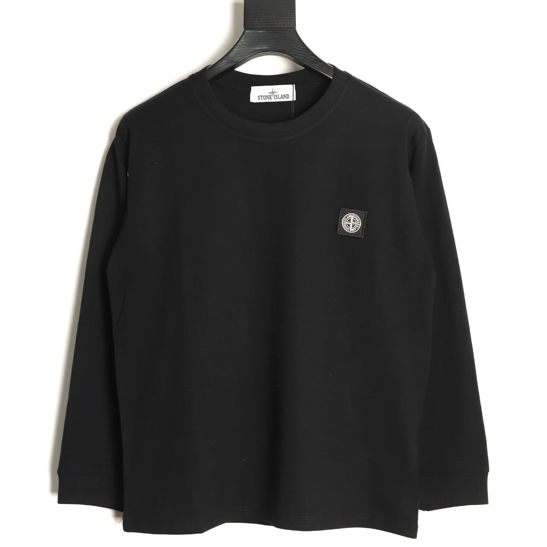 Stone Island Compass Logo-Patch Black Long-Sleeve T-Shirt