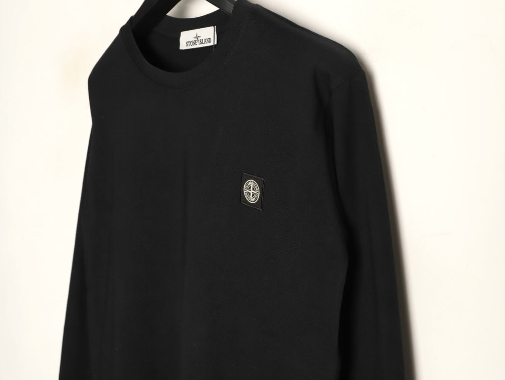 Stone Island Compass Logo-Patch Black Long-Sleeve T-Shirt