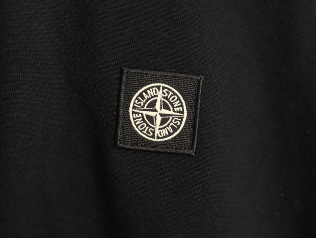 Stone Island Compass Logo-Patch Black Long-Sleeve T-Shirt