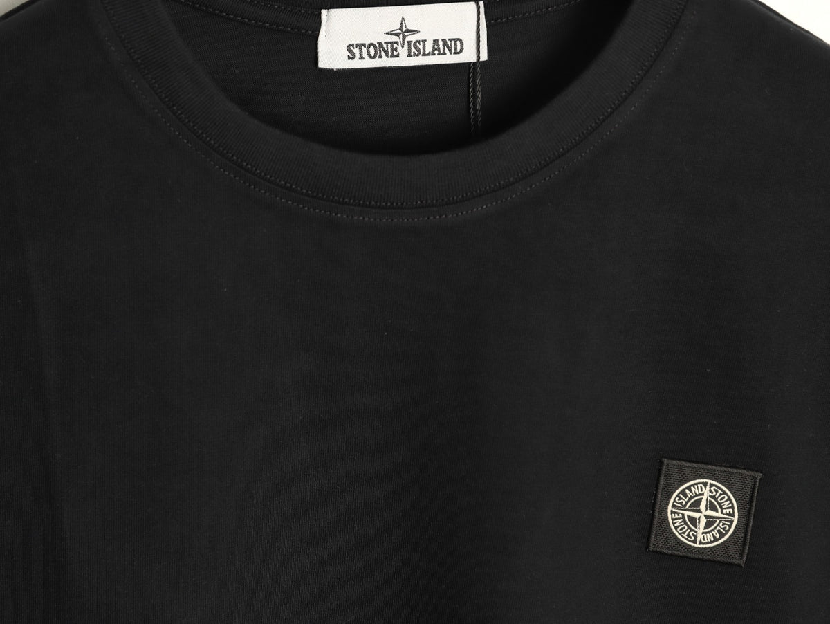 Stone Island Compass Logo-Patch Black Long-Sleeve T-Shirt