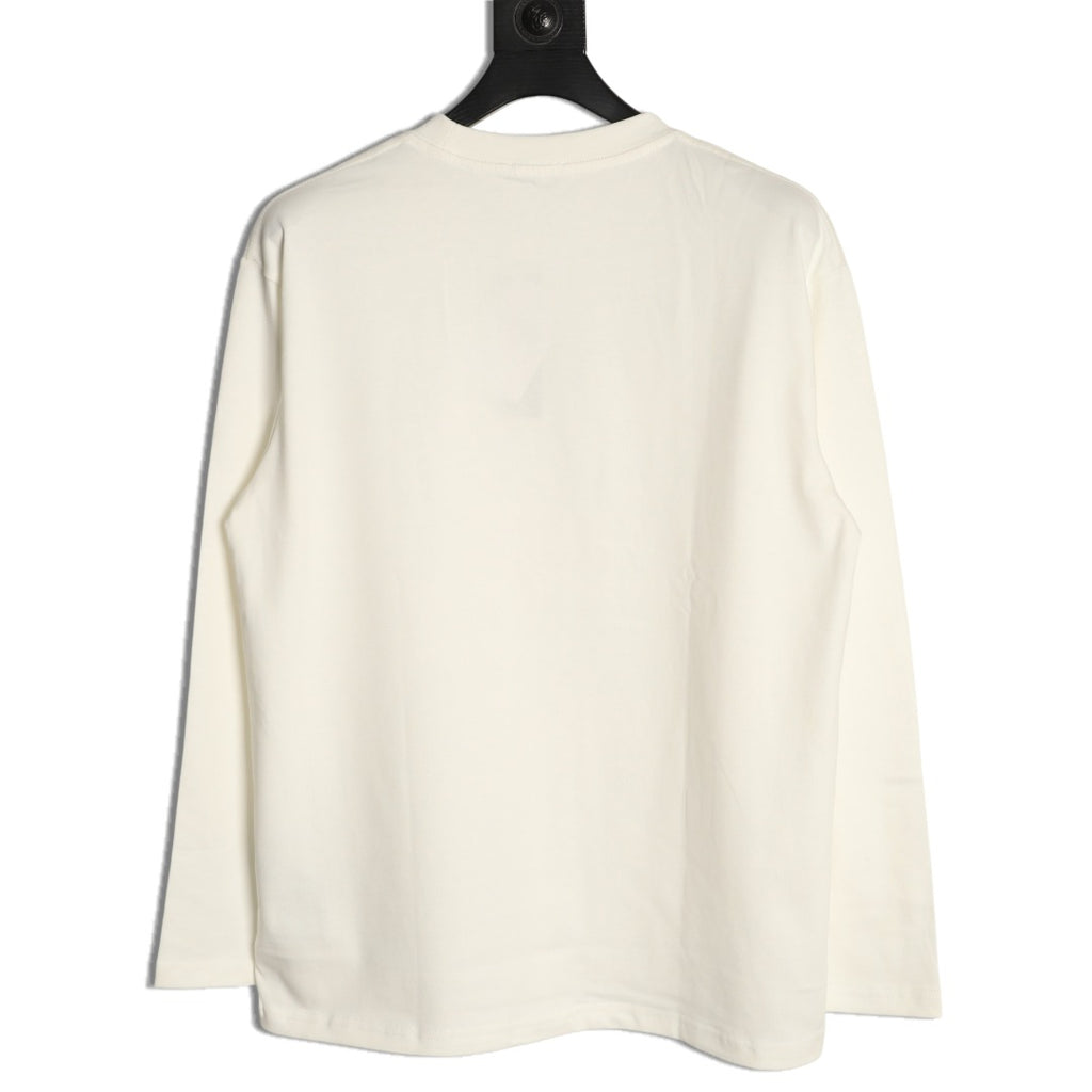 Dior 26SS Clover Logo Embroidered Ivory Long-Sleeve T-Shirt